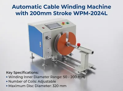 自動整列ケーブル巻き取り機 内径50-200mm 最大ディスク320mm WPM-2024L