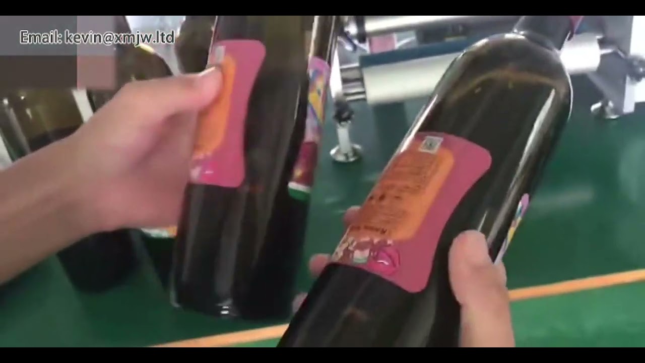 ワインボトル・化粧品ボトル対応！半自動丸ラベル貼り機 テーパー・ラウンドラベル貼付装置